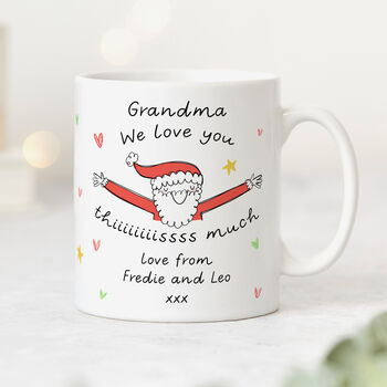 Personalised Christmas Mug 'Grandma Love You This Much', 2 of 5