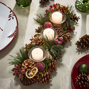 Natural Christmas Candle Holder Centrepiece, 3 of 4