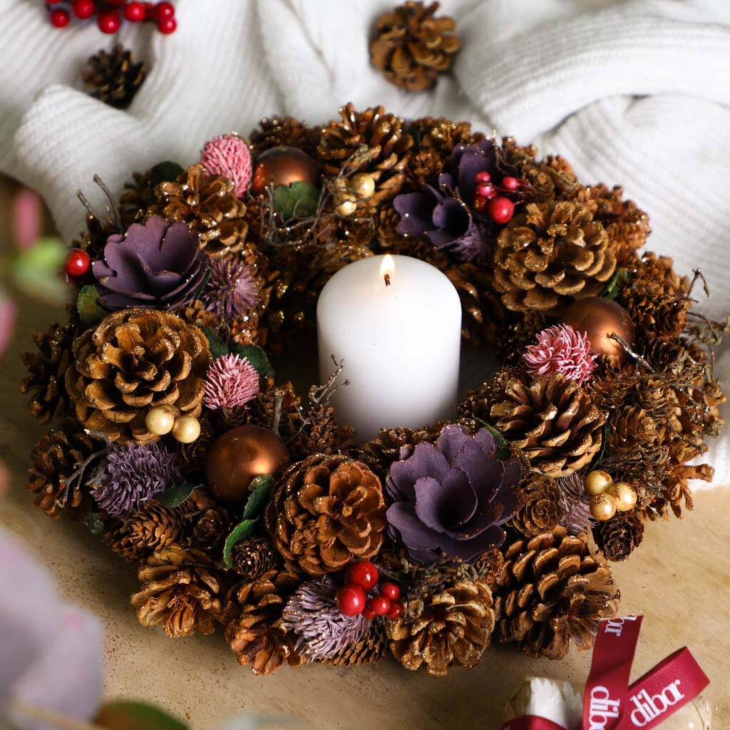 Hemlock Grove Candle Holder Wreath Centrepiece By Dibor