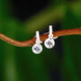 Sterling Silver Cz Crystal Little Bar Drop Earrings, thumbnail 3 of 6