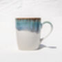 Blue U Shaped Handmade Porcelain Mug, thumbnail 2 of 4