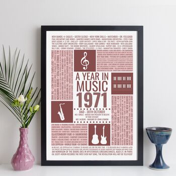 Personalised Music Year Print For Dad Gift Fathers Day, 8 of 12