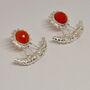 Carnelian, Pearl Earrings, Sterling Silver Earrings, thumbnail 2 of 8