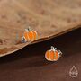 Sterling Silver Enamel Pumpkin Stud Earrings, thumbnail 3 of 12