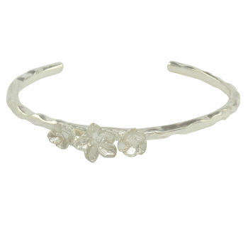 Hawthorn Blossom Bangle In Silver, 2 of 4