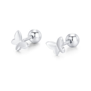Sterling Silver Butterfly 18 G Screw Back Stud Earrings, 6 of 12