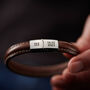 Personalised Three Year Anniversary Men's Leather And Steel Date Bracelet, thumbnail 1 of 6