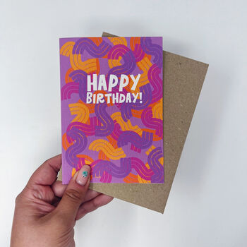 Colourful 'Happy Birthday' Purple Pattern Card, 5 of 6