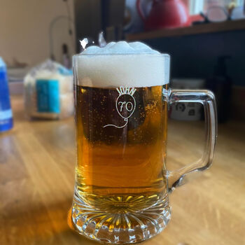 Personalised 70th Birthday Gift Balloon Stein Glass, 4 of 5
