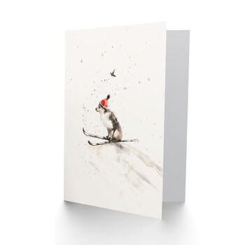 Santa Hat Collie Skiing Dog Lover Xmas Christmas Card, 2 of 4