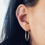 Oval Hoop Minimalist Sterling Silver Earrings, thumbnail 1 of 4