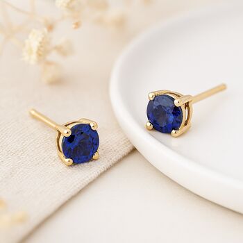 9ct Gold Sapphire Stud Earrings: September Birthstone – 4mm, 4 of 8