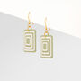 Green And Cream Geometric Rectangle Earrings • Gold Plated Sterling Silver Hooks, thumbnail 5 of 9