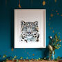 Inky Snow Leopard Illustration Print Supporting Conservation, thumbnail 4 of 8