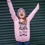 Who Run The World Elves Girls' Christmas Jumper In Pink, thumbnail 4 of 4