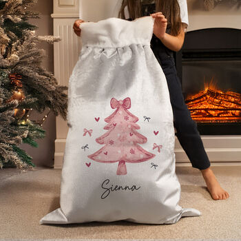 Personalised Pink Christmas Tree Sack For Girls, 3 of 4