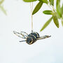Recycled Metal Hanging Bee Garden Ornament, thumbnail 5 of 6