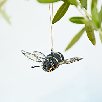 Recycled Metal Hanging Bee Garden Ornament, 5 of 6