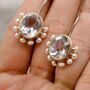 Clear Quartz, Pearl Silver Earrings, thumbnail 1 of 12