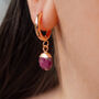 Ruby July Birthstone Hoop Earrings, thumbnail 3 of 10