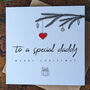 Personalised Father Christmas Card With Red Wooden Heart, thumbnail 1 of 4