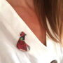 Inky Pheasant Eco Wooden Pin Brooch, thumbnail 4 of 4