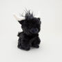 Personalised Mini Black Longhorn Highland Soft Toy Cow, Gift Box, thumbnail 7 of 9