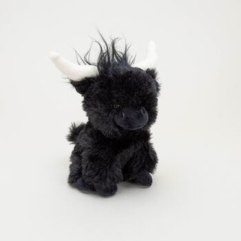 Personalised Mini Black Longhorn Highland Soft Toy Cow, Gift Box, 7 of 9