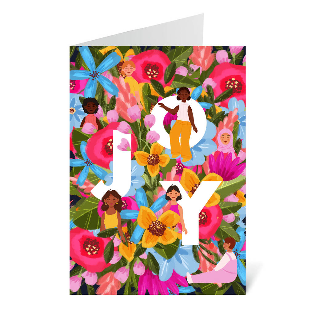 Joy Blank Floral Greetings Card By Flourish Paperworks 