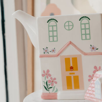 Cottagecore House Pastel Large Teapot, 2 of 3