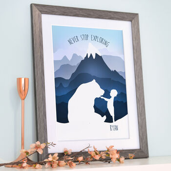 Personalised Never Stop Exploring Boy And Bear Artwork, 5 of 8