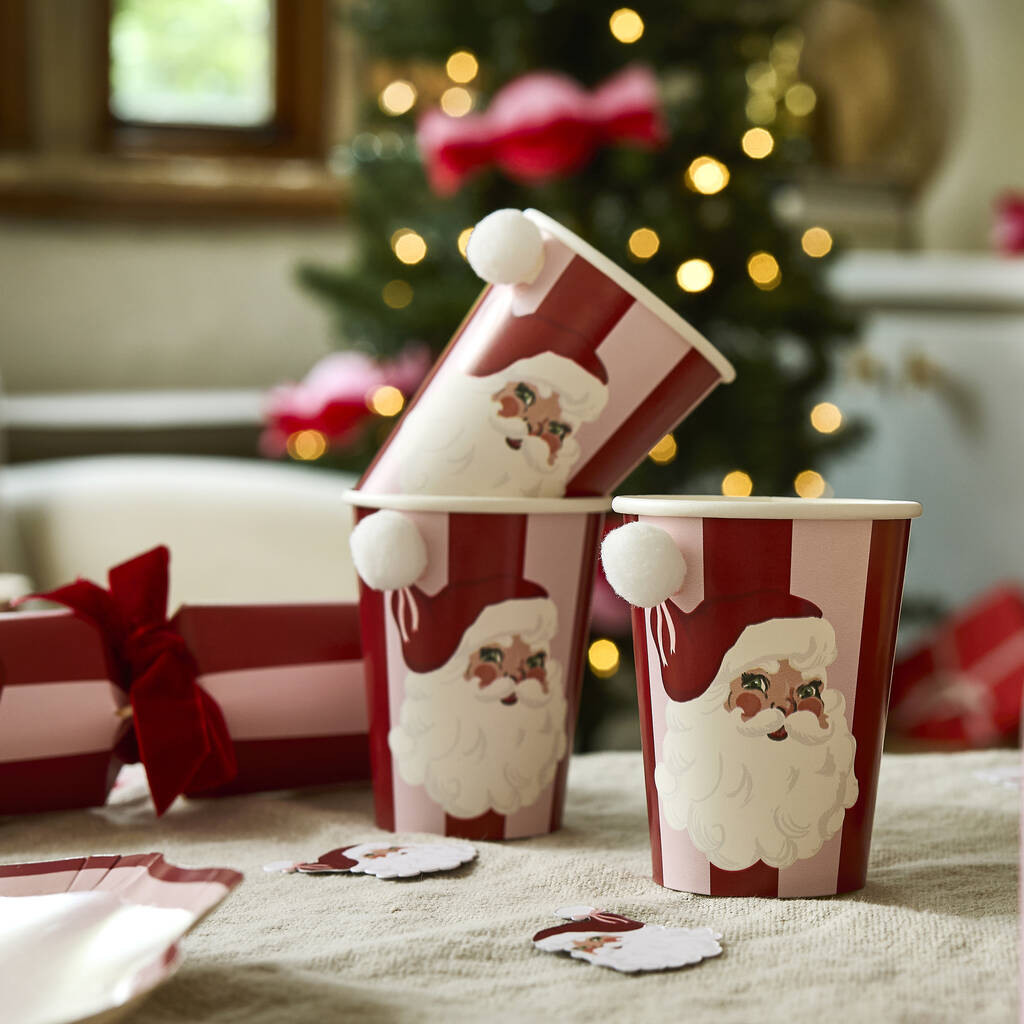 Vintage Santa Paper Cups Pack Of Eight, 1 of 5