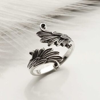 Sterling Silver Wings Adjustable Ring, 2 of 6