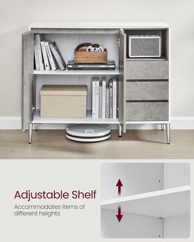 Sideboard Modern Storage Cabinet Drawers Concrete Grey, 3 of 7