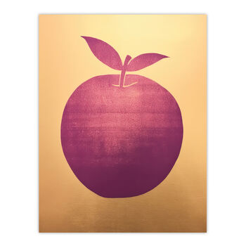 Plum Apple On Gold Fruity Simple Kitchen Wall Art Print, 6 of 6