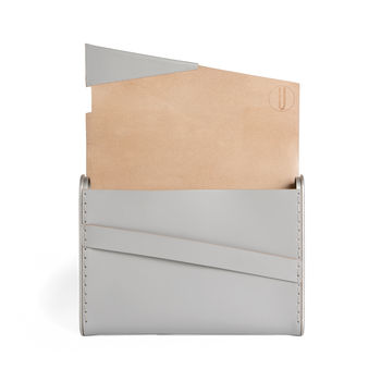 Grey Minimal Modern Leather Clutch, 5 of 8