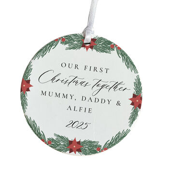 Personalised Our First Christmas Family Ceramic Ornament, 3 of 7