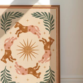 ‘Wild’, Celestial Horse Floral Western Art Print Rodeo Cowboy Poster, 3 of 3