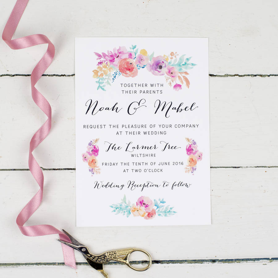 Wildflower Wedding Invitation By Nina Thomas Studio Wildflower Wedding Invitation