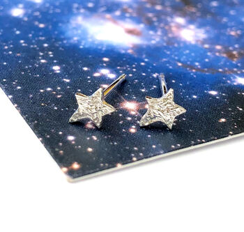 Thank You Sterling Silver Textured Star Earrings, 11 of 12