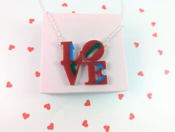 Love Necklace Acrylic Love Art Pendant Silver Plated, 8 of 10