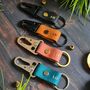 Personalised Initials Leather Carabiner Clasp Keyring, thumbnail 1 of 7