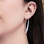 Tapered Bar Sterling Silver Elliptical Hoop Earrings, thumbnail 2 of 12
