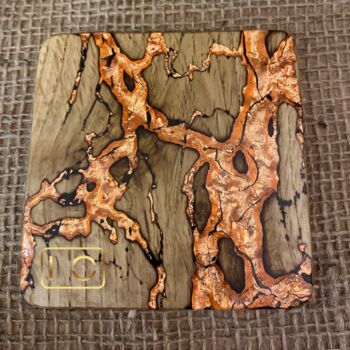 Handmade Wooden Epoxy Resin Coaster Art Copper, 2 of 4