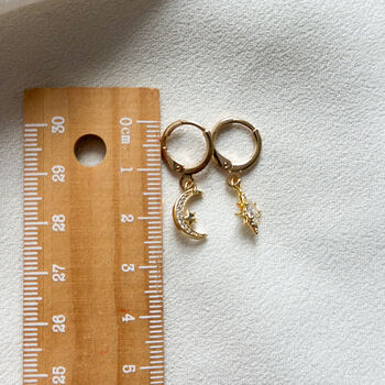 18k Gold Plated Moon And Star Hoop Earrings, 4 of 4