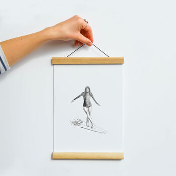 Monochrome Surf Girl Art Print, 4 of 4
