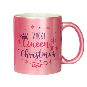 Personalised Queen Of Christmas Pink Mug – Stocking Filler And Secret Santa Gift, 4 of 4