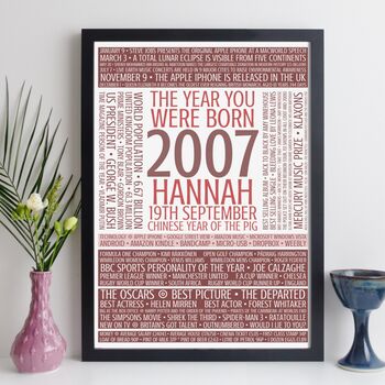 Personalised 18th Birthday Print Gift Year Facts 2007, 9 of 12