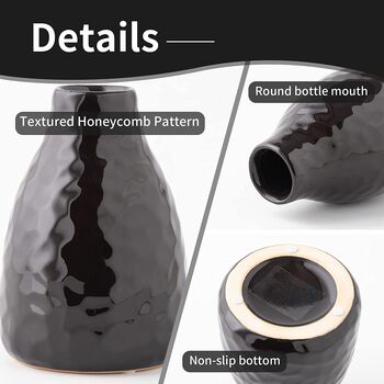 Set Of Three Glazed Black Ceramic Flower Vase, 3 of 4