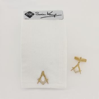 Masonic Cufflinks In 18ct Gold On Sterling Silver, 2 of 2